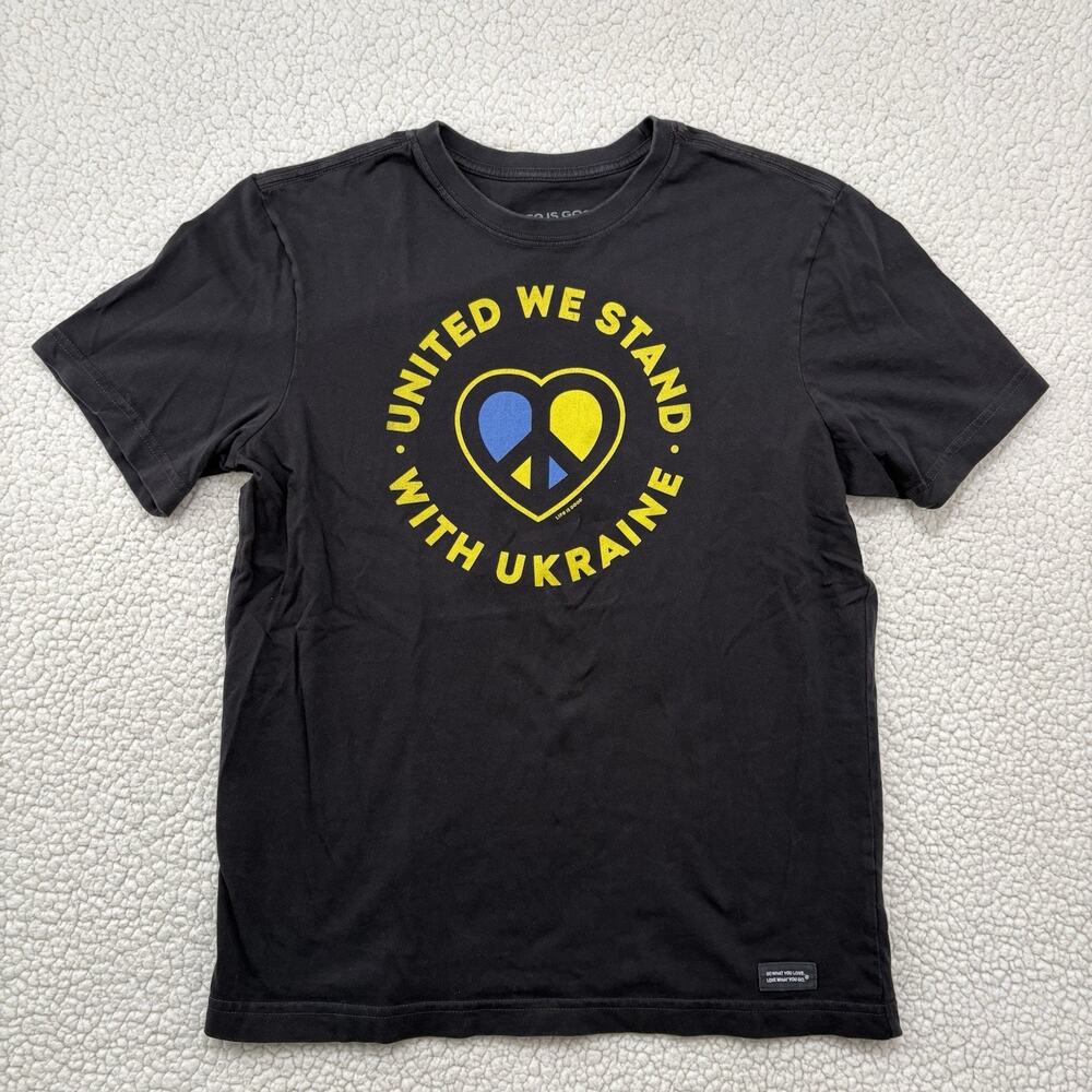 Life Is Good‎ Graphic Tee T-Shirt Mens S United With Ukraine Crusher Peace Love